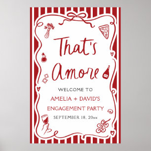 Poster Bem-vindo ao Amor Vermelho Italiano Festa de Compr
