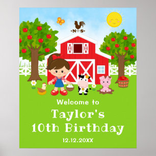 Poster Bem-vindo ao aniversário da menina de cabelo casta