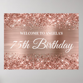 Poster Bem-vindo ao aniversário de 75 anos em glitter e f