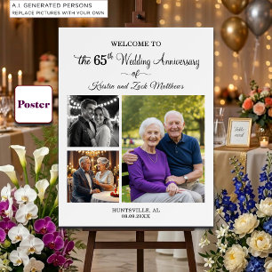 Poster Bem-vindo ao Aniversário de Casamento de 3 Fotos P