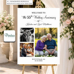 Poster Bem-vindo ao Aniversário de Casamento de 55 Anos c