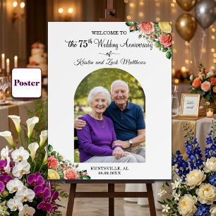 Poster Bem-vindo ao Aniversário de Casamento de 75 Anos c