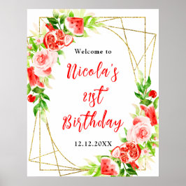 Poster Bem-vindo ao Aniversário de Melancia Romã