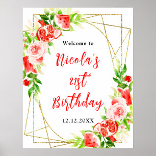 Poster Bem-vindo ao Aniversário de Melancia Romã