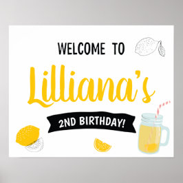 Poster Bem-vindo ao aniversário divertido com limonada Su