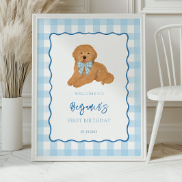 Poster Bem-vindo ao aniversário do cachorrinho Goldendood