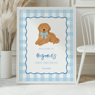 Poster Bem-vindo ao aniversário do cachorrinho Goldendood