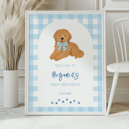 Poster Bem-vindo ao aniversário do cachorrinho Goldendood
