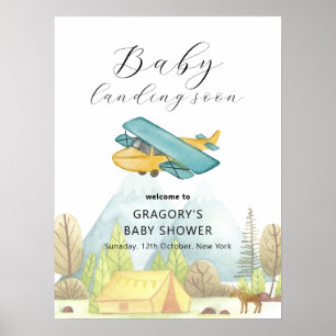 Poster Bem-vindo ao Baby Shower do Avião que Está Prestes