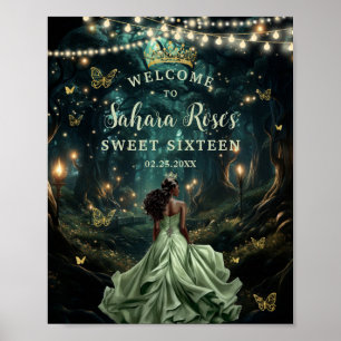 Poster Bem-vindo ao bosque encantado de verde salvia, Swe