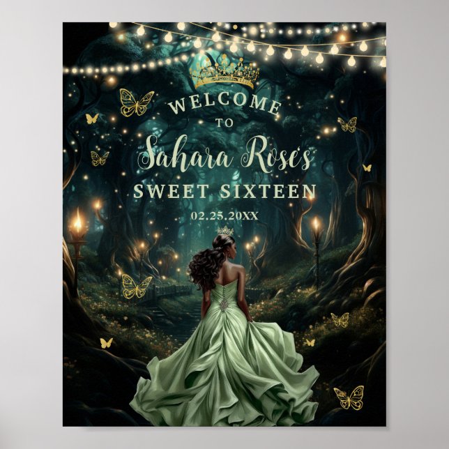 Poster Bem-vindo ao bosque encantado de verde salvia, Swe (Frente)