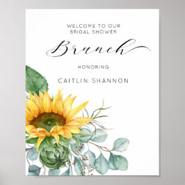 Poster Bem-vindo ao Brunch de Chá de Noiva Script Sunflow