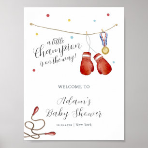 Poster Bem-vindo ao Campeãozinho de Boxe Moderno Chá de B