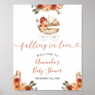 Poster Bem-vindo ao carrinho de abóbora de outono Floral