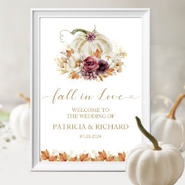 Poster Bem-vindo ao Casamento Abóbora Floral de Outono