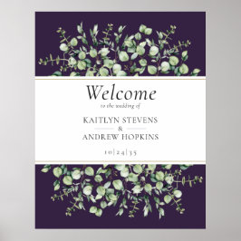 Poster Bem-vindo ao Casamento com Eucalipto Roxo
