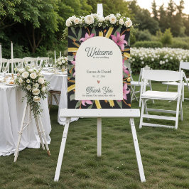 Poster Bem-vindo ao Casamento com Lírio Rosa Bege Arquead