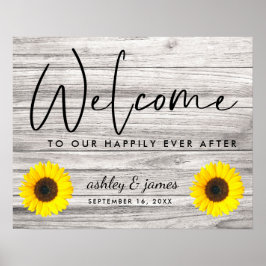 Poster Bem-vindo ao Casamento com Textura de Madeira de G