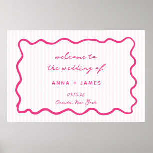 Poster Bem-vindo ao Casamento Cor-de-Rosa Caprichoso à Mã