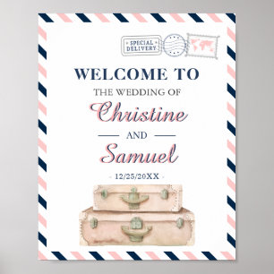 Poster Bem-vindo ao Casamento da Companhia Aérea de Viage