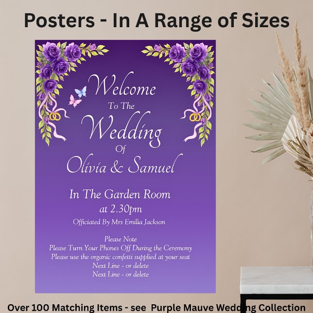 Poster Bem-vindo ao Casamento de Flores e Brancos de Mour (Criador carregado)