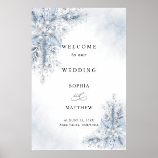 Poster Bem-vindo ao Casamento de Inverno com Frutas Branc