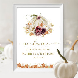 Poster Bem-vindo ao Casamento de Outono com Florais de Ab