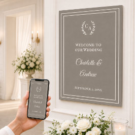 Poster Bem-vindo ao casamento elegante com monograma em m
