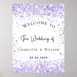 Poster Bem-vindo ao casamento em branco violeta lavanda b