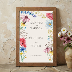 Poster Bem-vindo ao Casamento Floral Rústico de Campo com