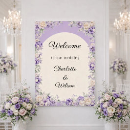 Poster Bem-vindo ao casamento lavanda champanhe creme
