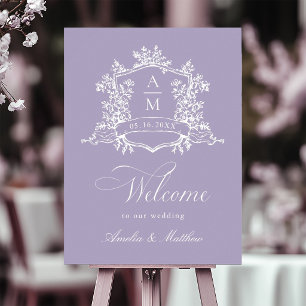 Poster Bem-vindo ao Casamento Lavanda Clássico Floral Cre
