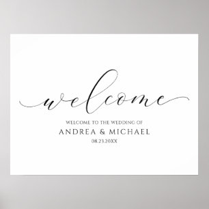 Poster Bem-vindo ao Casamento Luxo Caligrafia Tipografia