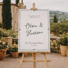 Poster Bem-vindo ao Casamento no Jardim com Ramo de Olive