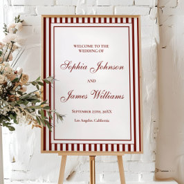 Poster Bem-vindo ao Casamento Old Money com Listras em Ve