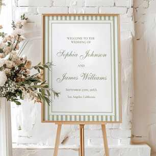 Poster Bem-vindo ao Casamento Old Money com Listras em Ve