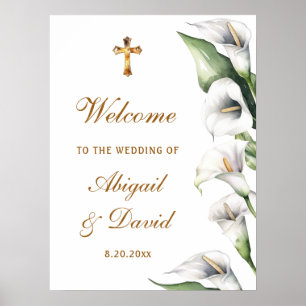 Poster Bem-vindo ao Casamento Religioso de Lírios Calla