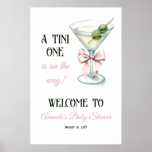 Poster Bem-vindo ao Chá de Bebê A Tini One Martini Pink B