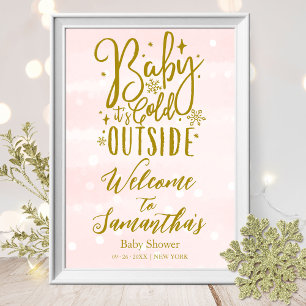Poster Bem-vindo ao Chá de Bebê Baby É Frio Lá Fora Placa