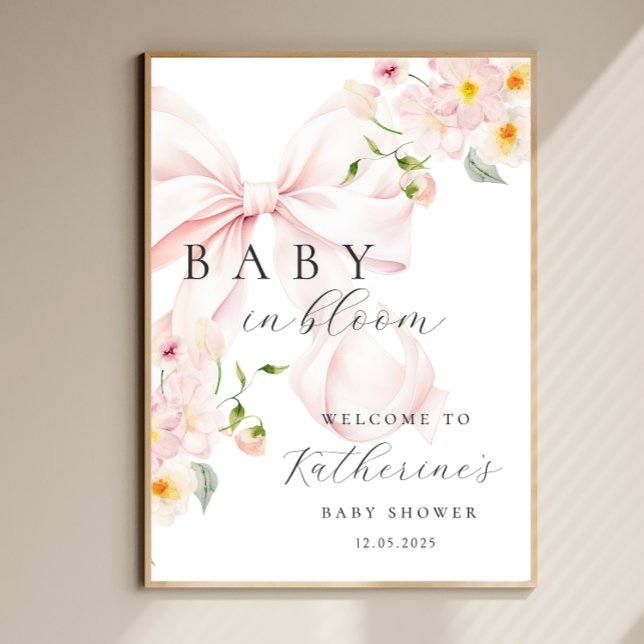 Poster Bem-vindo ao Chá de Bebê Baby In Bloom Arco Rosa (Criador carregado)