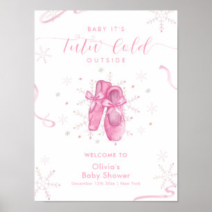 Poster Bem-vindo ao Chá de Bebê Bailarina com Floco de Ne