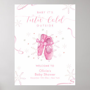 Poster Bem-vindo ao Chá de Bebê Bailarina com Floco de Ne