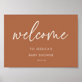 Poster Bem-vindo ao Chá de Bebê Boho Chic Minimal Terraco