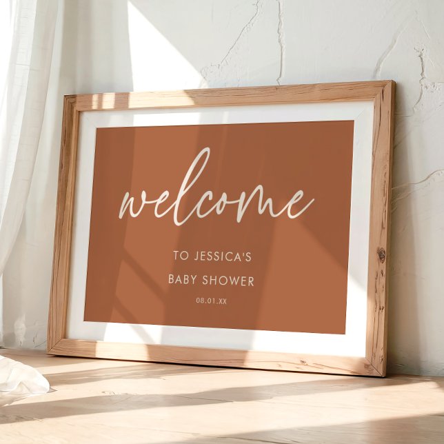 Poster Bem-vindo ao Chá de Bebê Boho Chic Minimal Terraco (Criador carregado)