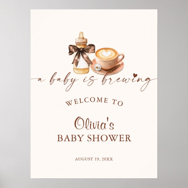 Poster Bem-vindo ao Chá de Bebê Café Baby Está Sendo Prep (Frente)