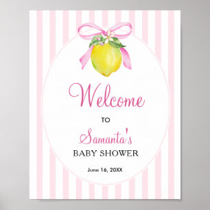 Poster Bem-vindo ao Chá de Bebê Coquette Rosa Limão