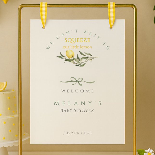 Poster Bem-vindo ao Chá de Bebê da Citrus Mama's Squeeze  (Citrus Mama's Squeeze Bow Welcome Baby Shower Poster)