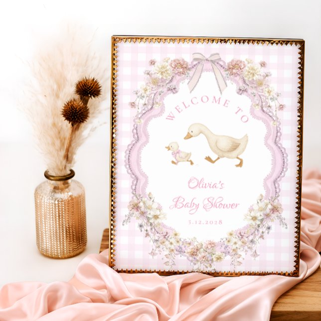 Poster Bem-vindo ao Chá de Bebê da Menina Floral Silly Go (Criador carregado)