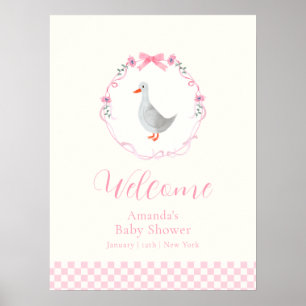 Poster Bem-vindo ao Chá de Bebê da Menina Silly Goose em