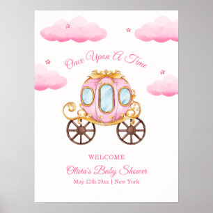 Poster Bem-vindo ao Chá de Bebê da Princesa Doce Rosa